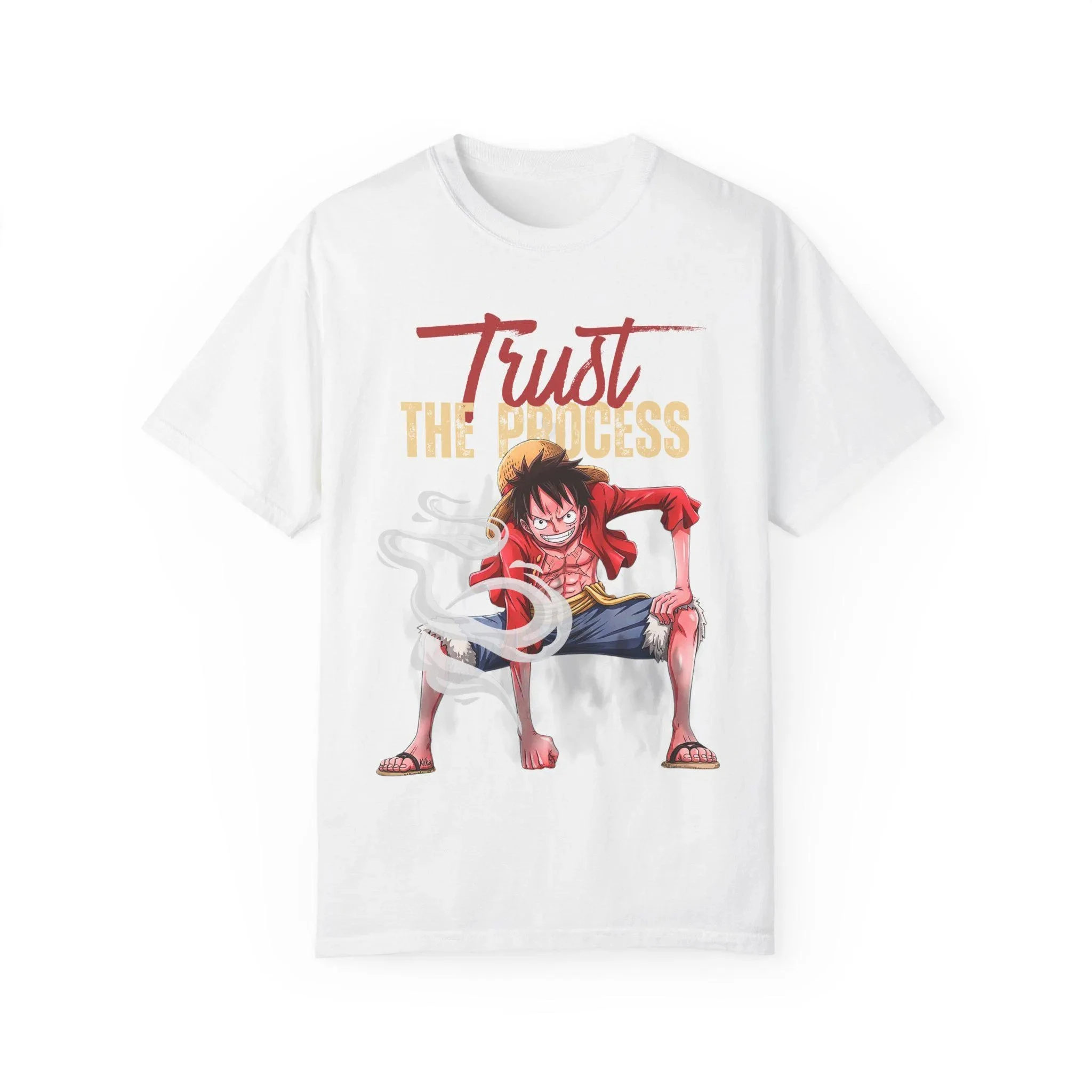 Summer Trust The Process Illustration T-shirt | Luffy One Piece Animal Character Design Men's Short Sleeves