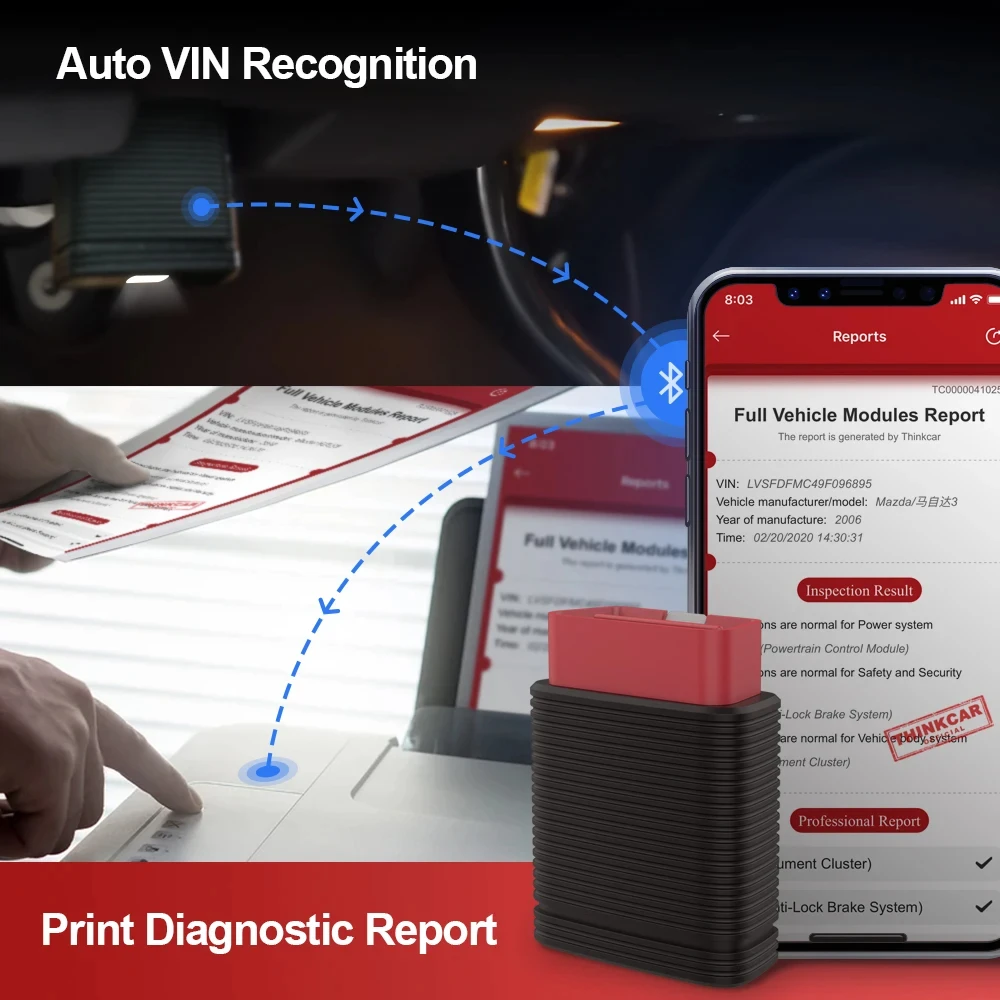 THINKCAR PRO Bluetooth OBDII Scanner Work with X431 Pro3S+ Tablet TB-X605FC Lenovo 10 Inch 3GB RAM Support Diagzona Auto Scanner