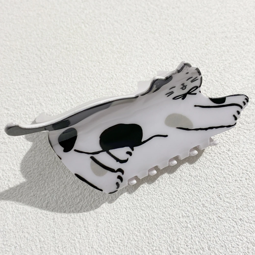 

Cute Acrylic Line Cats Dog Printed Crab Hair Claw Clip For Women Girls New Geometric Plastic Hairpin Ponytail Hair Accessories
