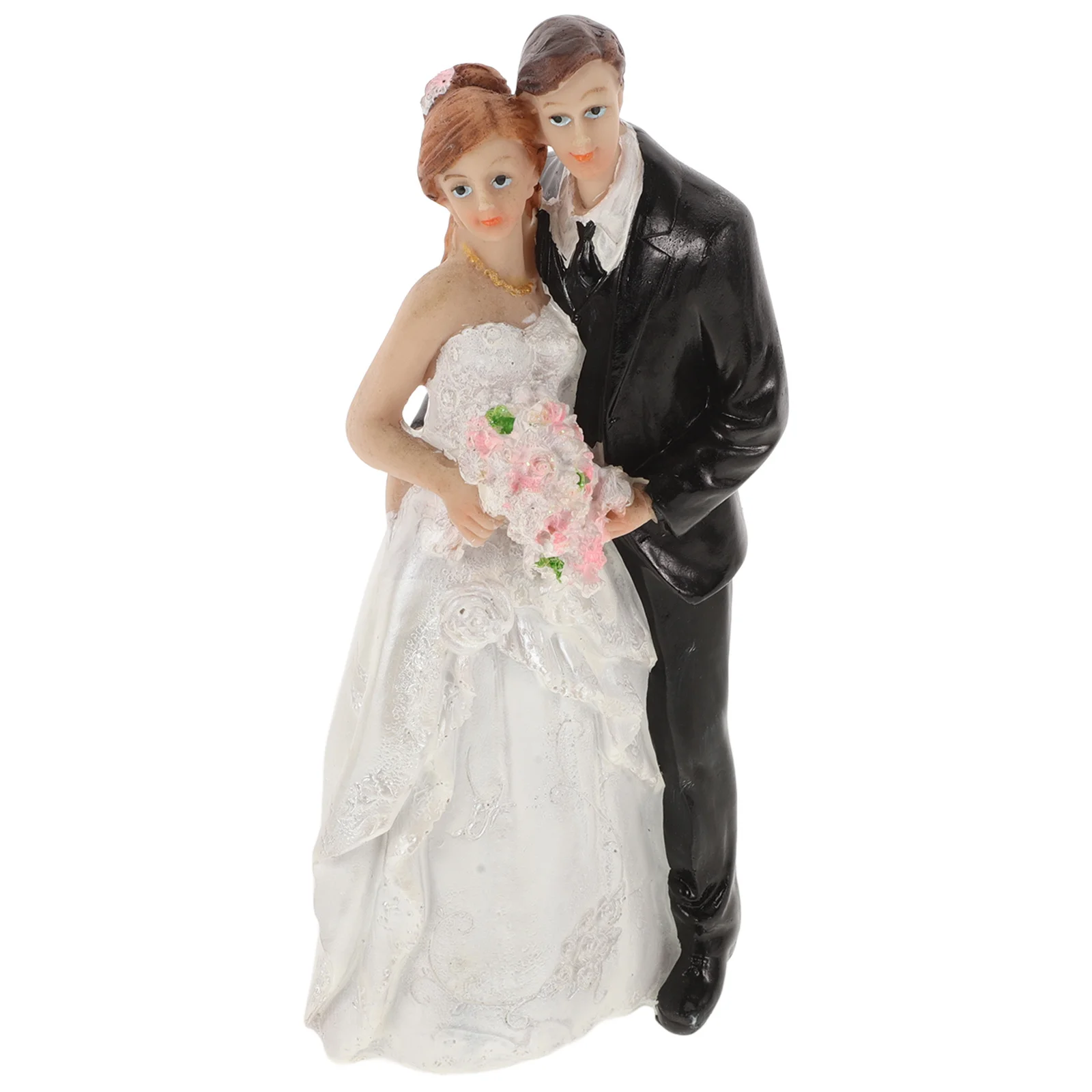 

Bride Groom Resin Wedding Cake Topper Cartoon Adorable Valentine Day Wedding Party Desktop Cake Decor Tabletop Couple