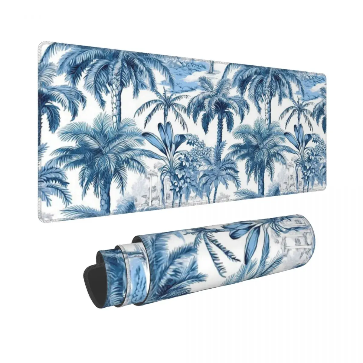 Blue Tropical Botanical Illustration Pattern Rubber Keyboard Pads