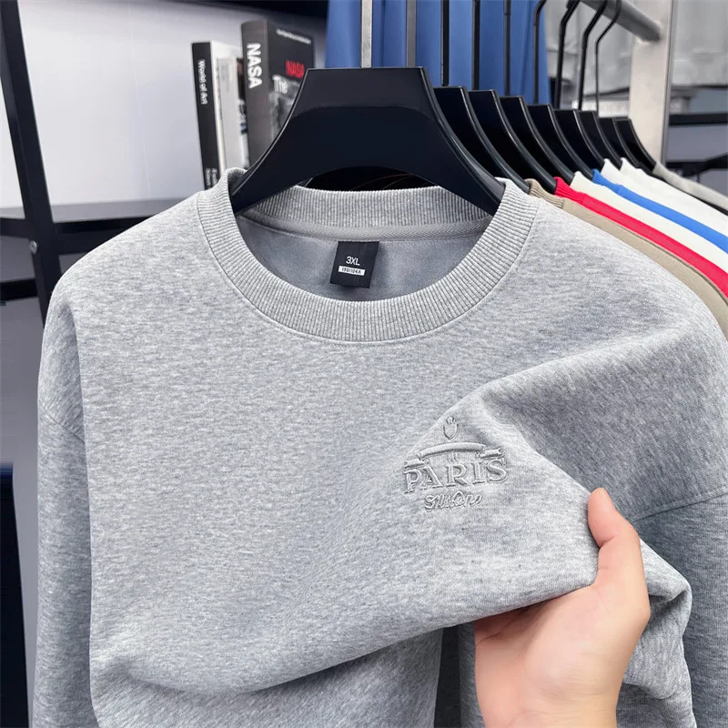 المبيعات الساخنة الخريف الشتاء جديد وصول الرجال س الرقبة طويلة الأكمام كنزة قطيفة عالية الجودة المخملية Wicken Embroid موضة الرجال #5