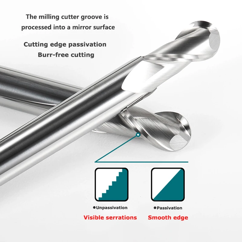 HRC45/55 알루미늄 볼 엔드 밀 2 플루트 텅스텐 CNC R0.5 R0.75 R1 R1.25 R1.5 R1.75 R2 R3 R4 R5 R6 R7 R8 R9 R10