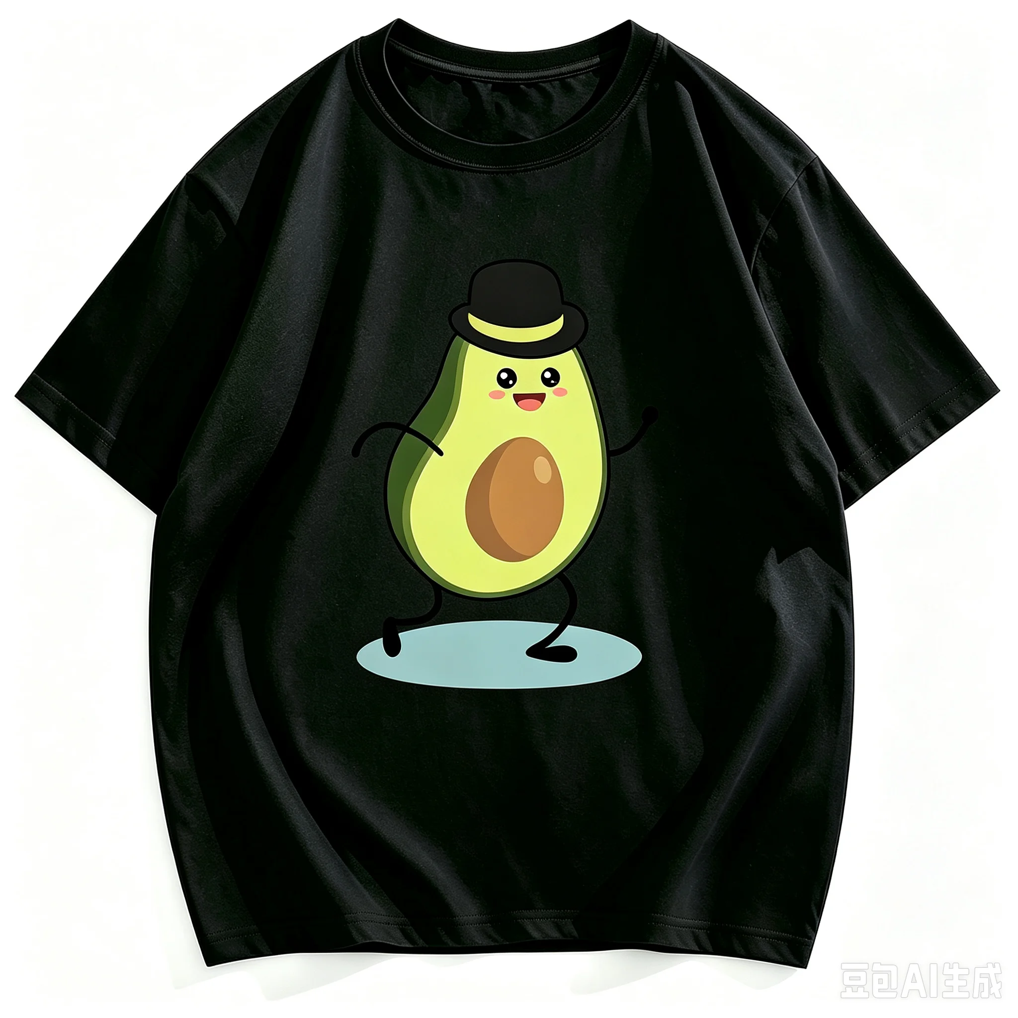 Cute Cartoon Dancing Avocado Print T Shirt 100% Cotton Short Sleeve O-neck Tee Funny Fruit Pattern Casual Unisex Tops