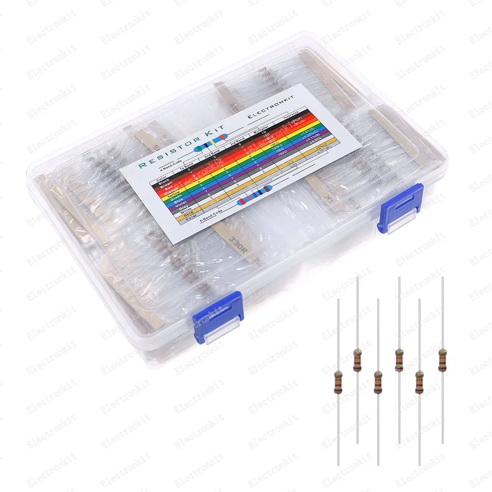 1700pcs 1/4W 5% 170Values 0 -22M ohm Carbon Film Resistors Assortment Kit Box Electronic Components pack