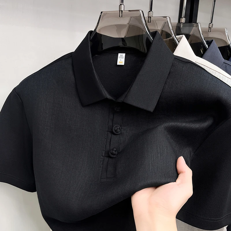 Unique retro button short sleeve polo shirt luxury men's casual summer new fashion skin friendly breathable high-quality T-shirt