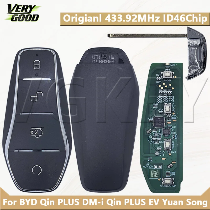 

VG K2TF4-41A-F4A for Origianl BYD car Smart Remote Key 433.92MHz ID46Chip For BYD Qin PLUS DM-i Qin PLUS EV Yuan Song