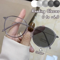 Photochromic Anti Blue Presbyopia Glasses Ultra Light Women Men Reading Glasses Clear Far Sight Glasses Lens Diopter 0 To+4.0