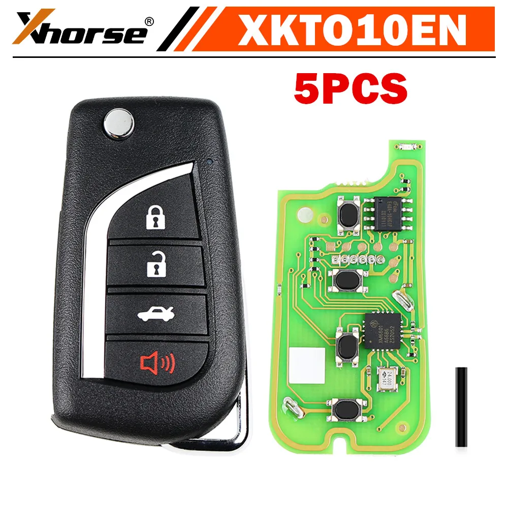 5PCS XHORSE XKTO10EN for Toyota Style(Flip-4BTN) Wired Universal Remote Key Fob 4 Button for VVDI Key Tool (English Version)