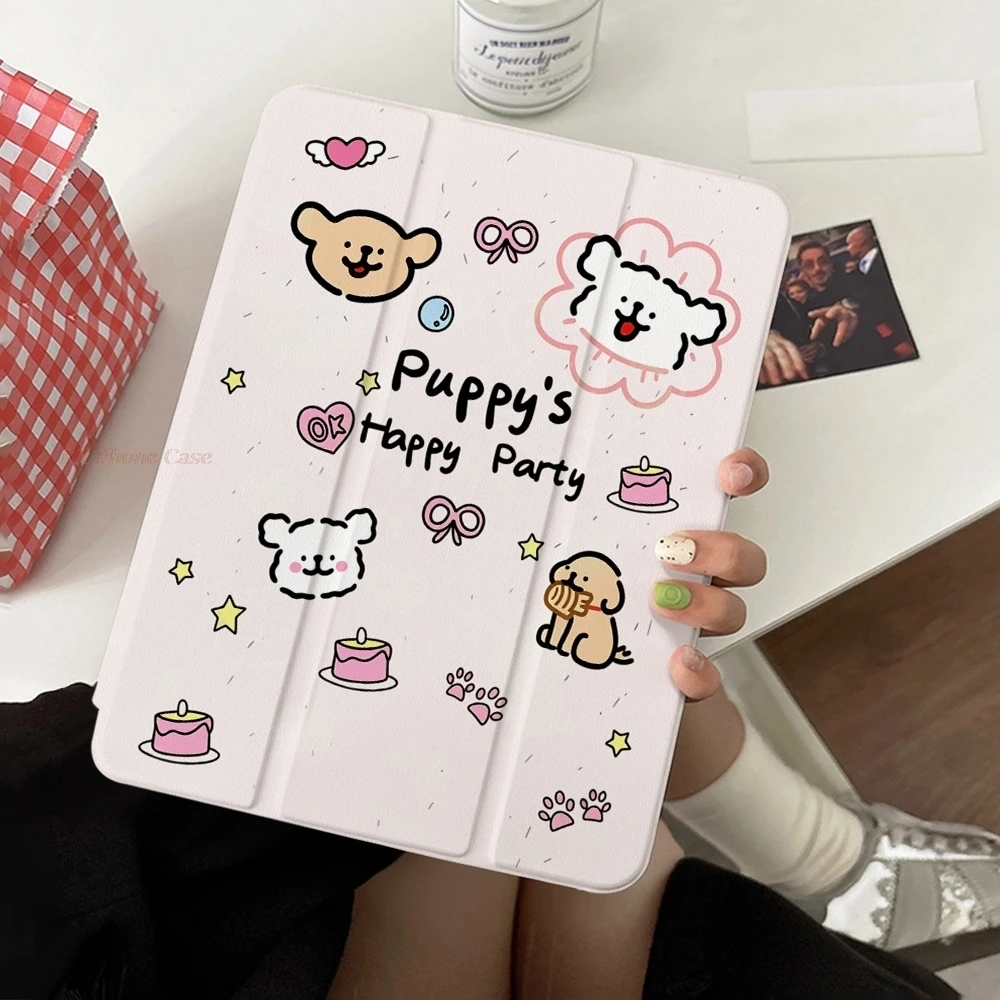 Pink Puppy Table Case For Samsung Tab S9 Plus S9 FE Plus S10 Plus A9 A11 Plus S7 Plus S8 Plus A8 S7FE S6 Lite 3 Fold Case