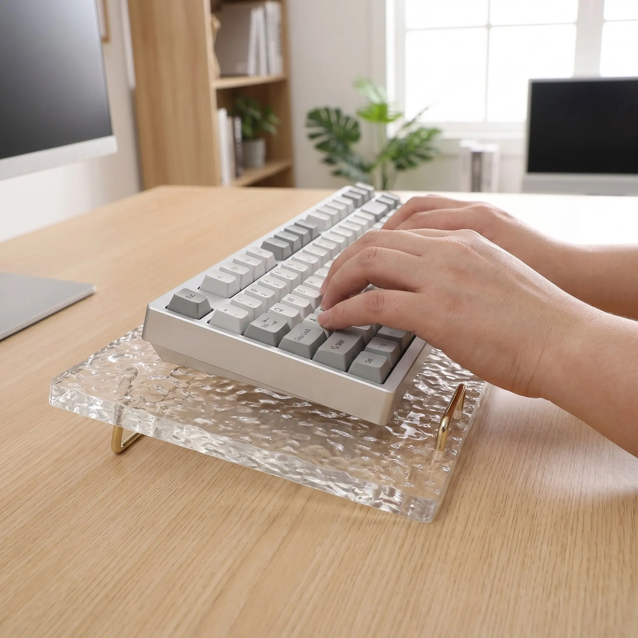 Acrylic Keyboard Stand Tilted Ergonomic Desktop Raised Display Rack Computer Keyboard Riser Holder Office Desk Organization