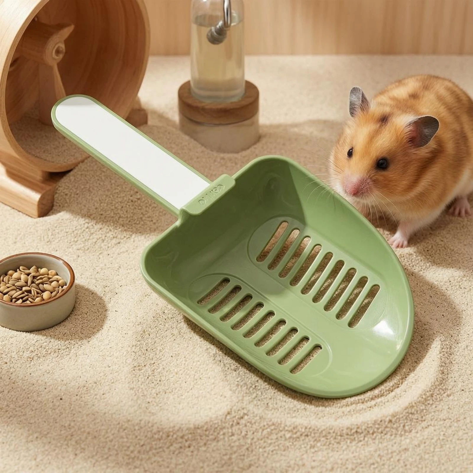 Hamster Sand Shovel Slotted Hamster Sand Scoop Fine Mesh Sifter Polished Molded Plastic-Like