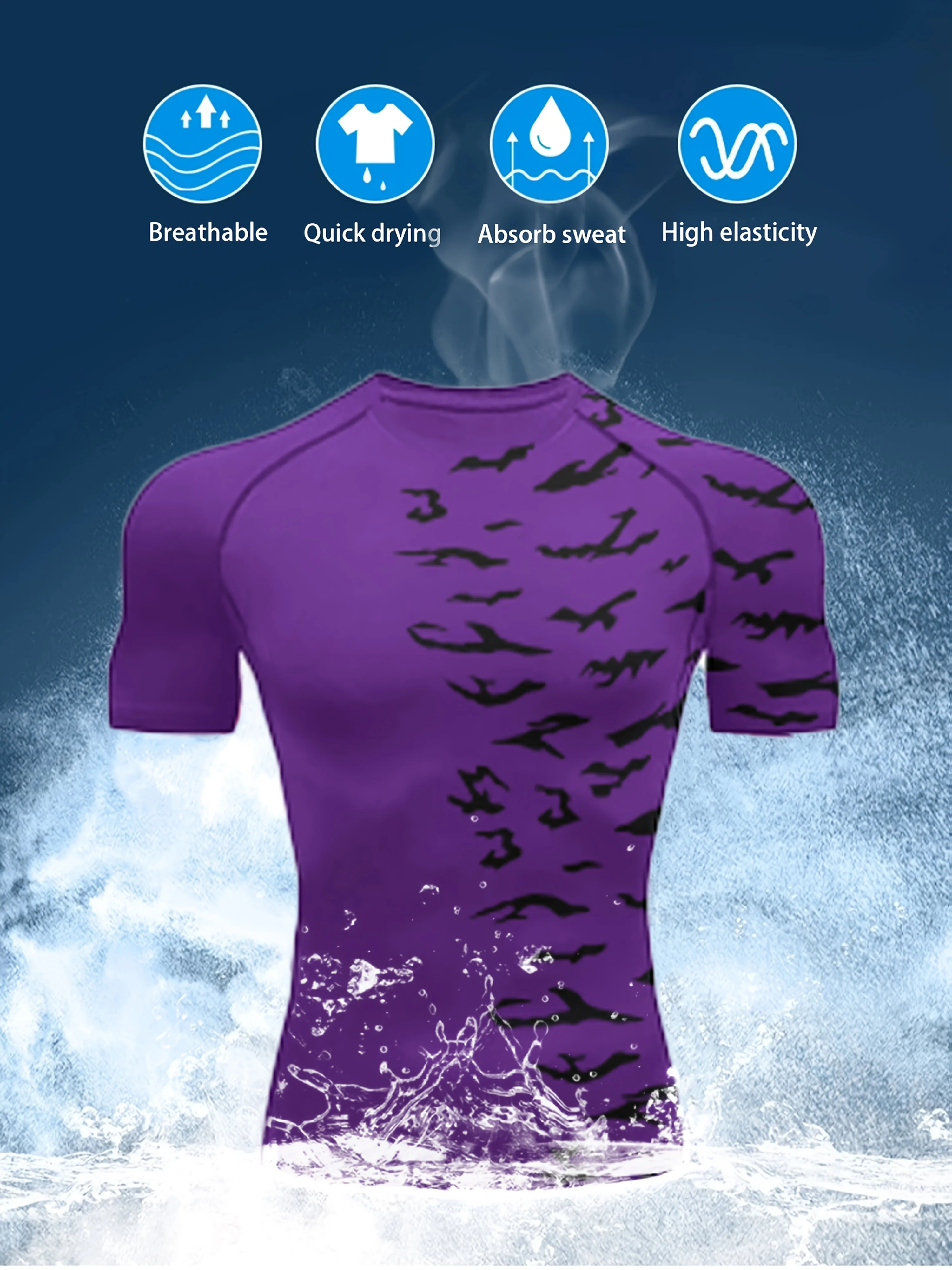 Men's Camouflage 3D Printed T-Shirt for Summer Outdoor Sports and Fitness, Quick-Drying and Breathable Short-Sleeved Shirt