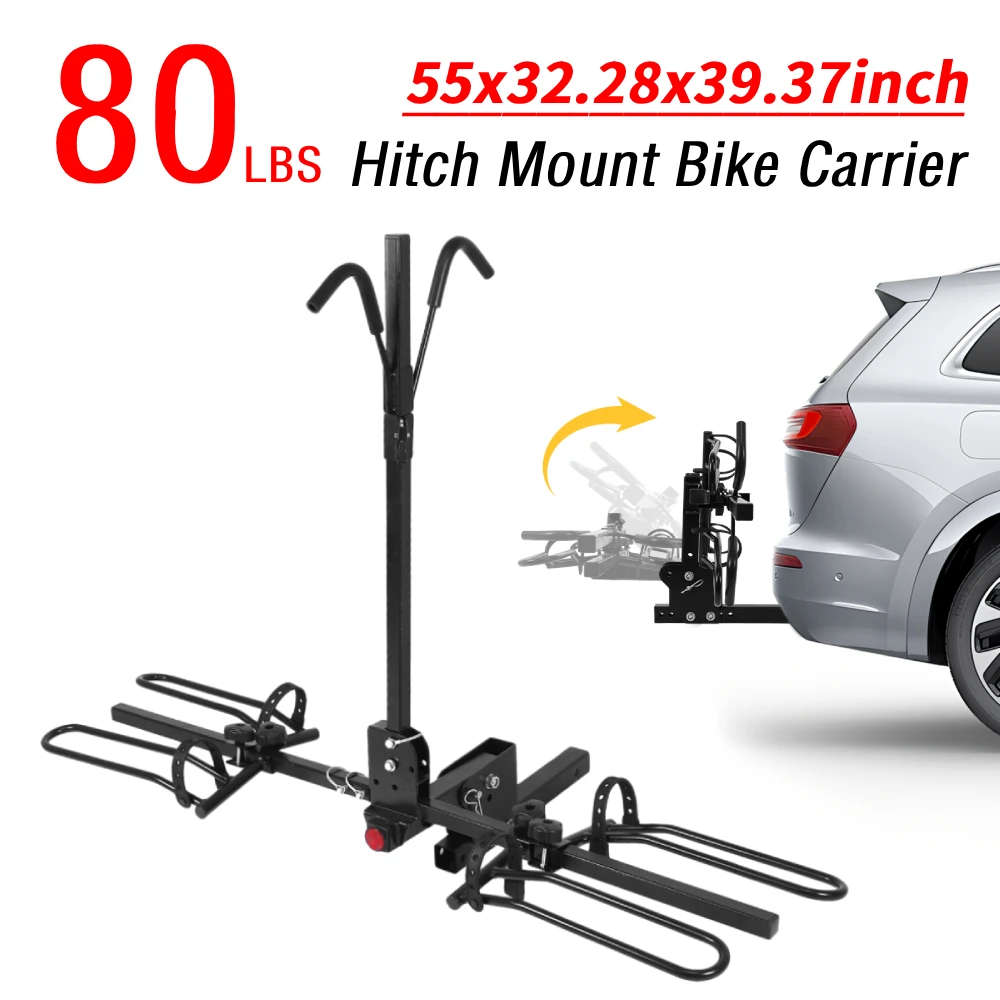 

Rear Trailer Steel Mount Rack Anti Tilt Bicycle Hitch Carrier Foldable Universal Rear Bicycle Rack Carries 2 Bikes Up To 80 Lbs
