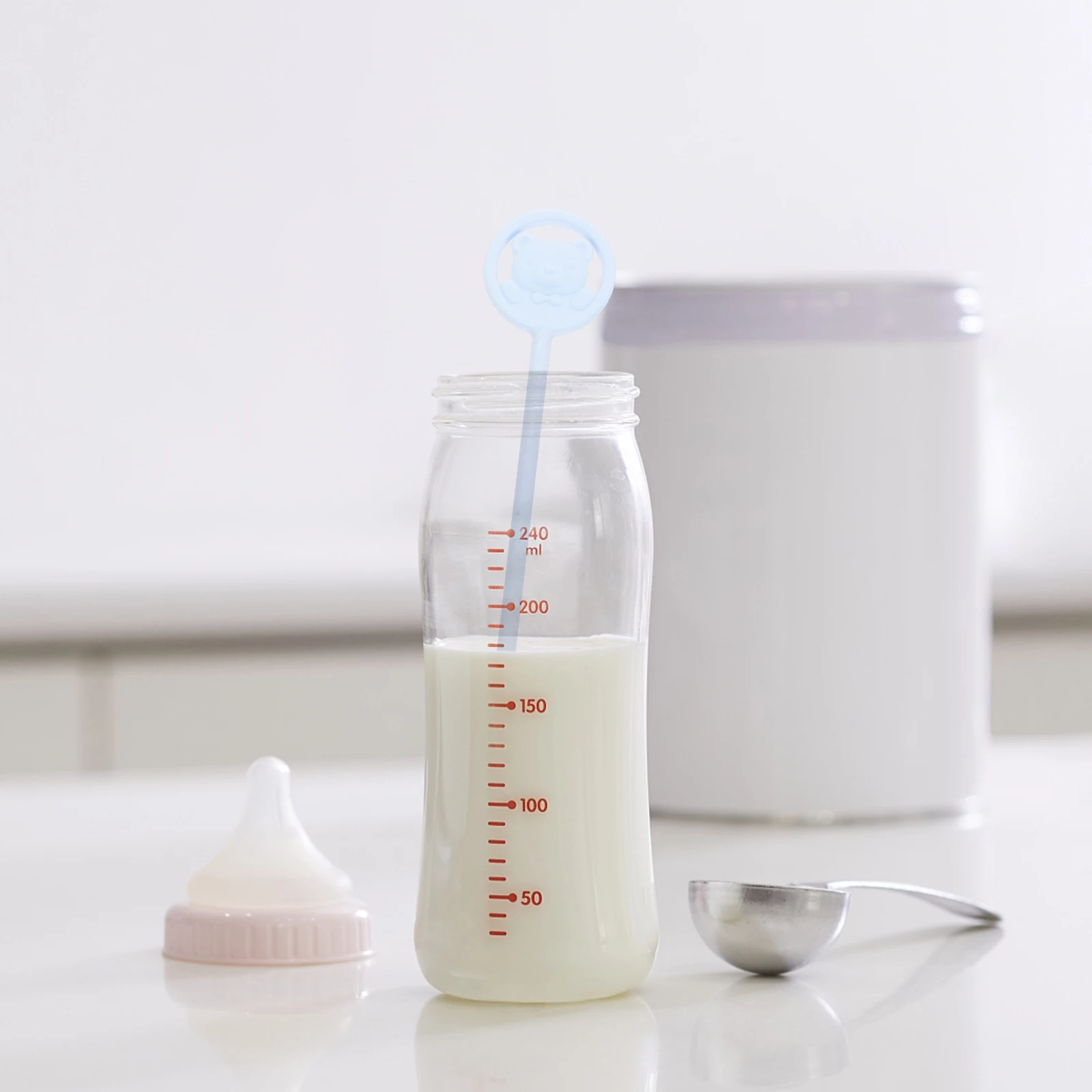 

Color-Changing Mixing Stick Stainless Steel Silicone Baby Milk Powder Stirrer For Coffee Tea Portable Ultra-Thin