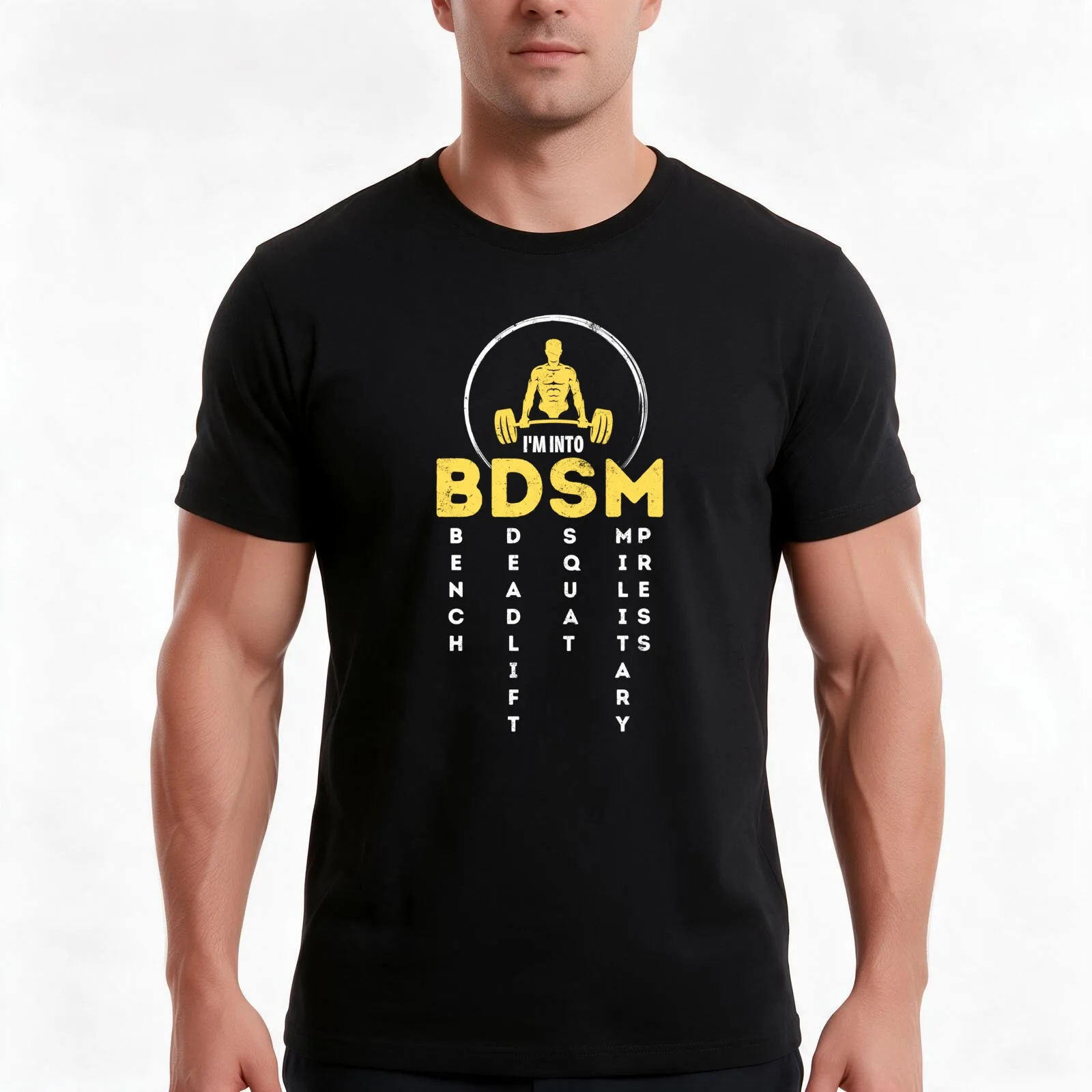 I'm Into BDSM Bench Deadlift Squat Military Press T-Shirt, Summer Casual Cotton Tee, Oversized Streetwear Tops, Unisex Men Women
