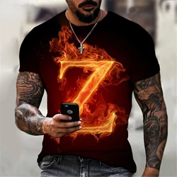 2022 New RUSSIA Fashion Men's Flame Z Letter Tee Shirt 3d Printing T Shirt Short Sleeve Tops