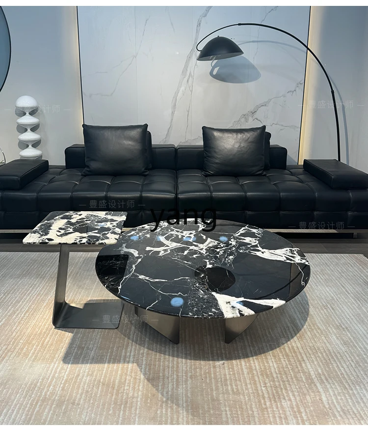 LTT Italian light luxury marble edge few round living room sofa square corner few small round table