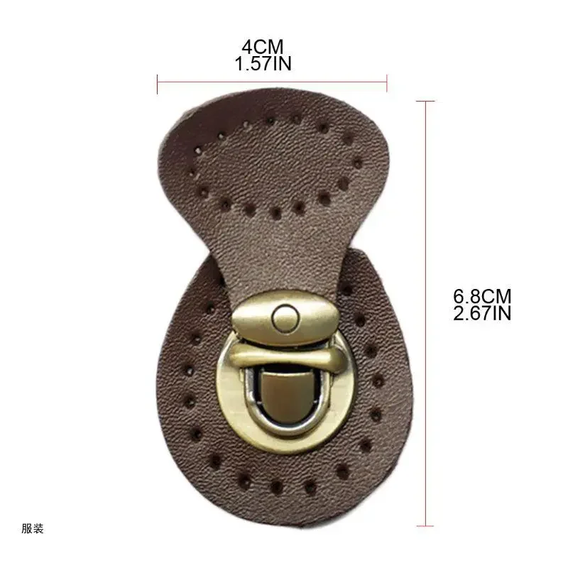 D0UD Artificial Leather Button Lock Bag Closure Buckle Clasp Fastener Replacement DIY Handbag Purse Sewing