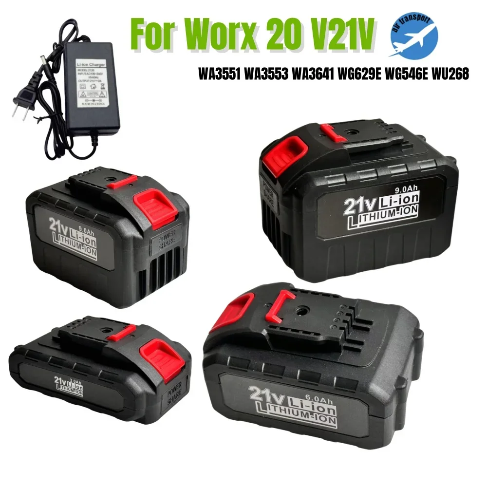 9000mAh  Worx 20V /21V Maximum Lithium-ion Battery WA3551 WA3551.1 WA3553 WA3641 WX373 WX390 Rechargeable Battery Tool