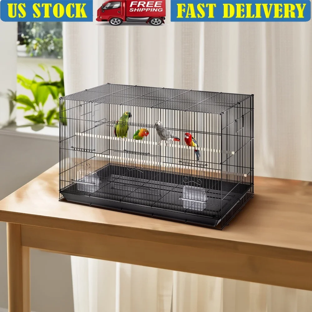 

30 inch Bird Cage Large Metal Cockatiel Parakeet Cage Secure Door with Perches Removable Tray Easy Clean Birds Home