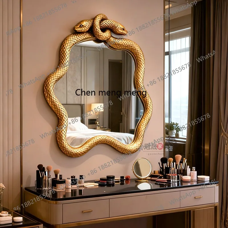 French art retro bathroom mirror wall hanging toilet makeup mirror living room American decorative mirror