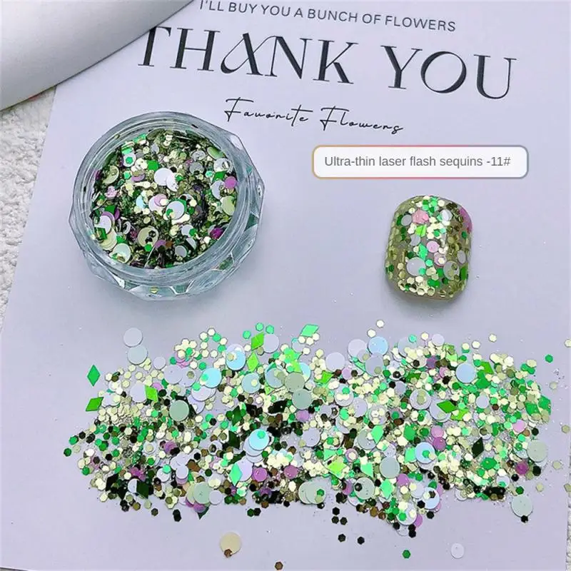 1 Doos Nail Pailletten 3d Ultradunne Kleurrijke Ronde Nagel Glitter Vlokken Gemengd Formaat Sprankelende Paillette Voor Manicure Nail Art Accessoires