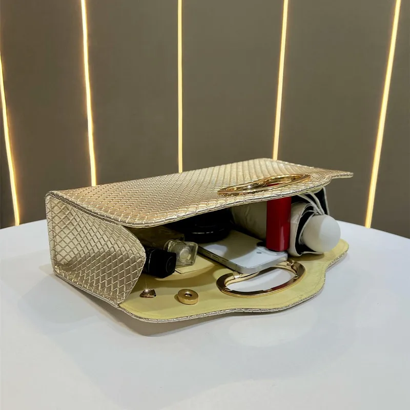 2026 Luxury Woven Pattern Women's Evening Clutch Bag Fashion Design Plaid Shape High End Handbags Elegant Party Crossbody Bag