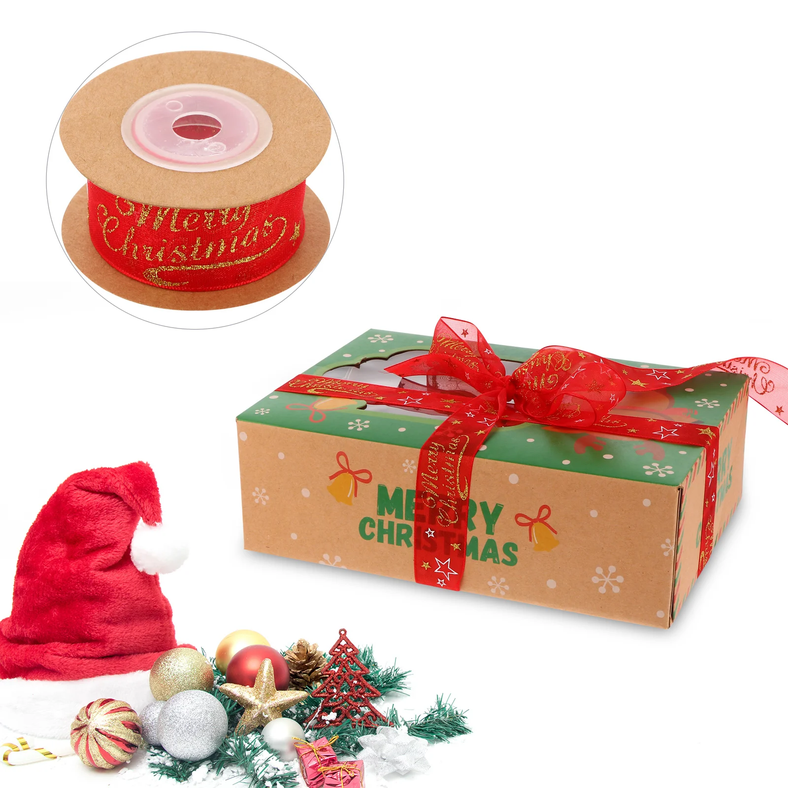 

1 Roll Foil Christmas Ribbon Five-Pointed Star Ribbon DIY Gift Wrapping Pack Decoration Xmas Decoration Band