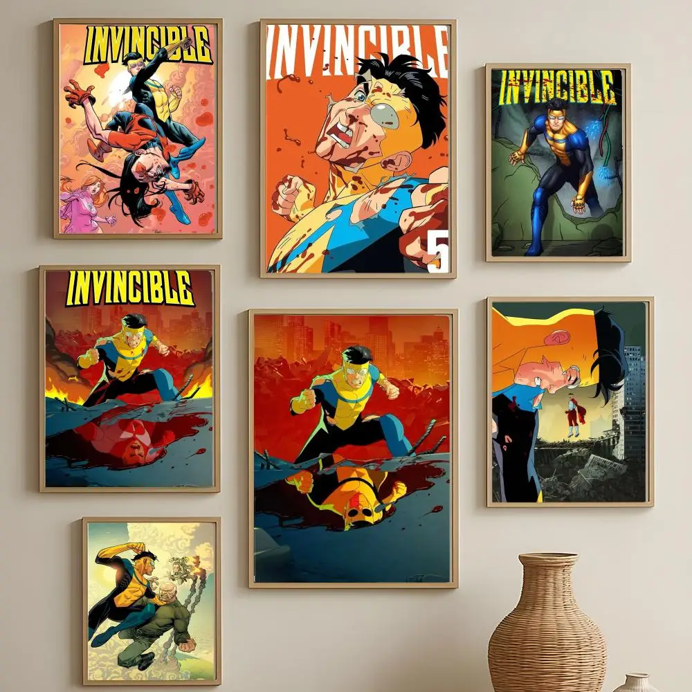 Cartoon American I-Invincible Poster Versatile HD Waterproof Wall Art Self-Adhesive Decor for Any Space Ideal Gift
