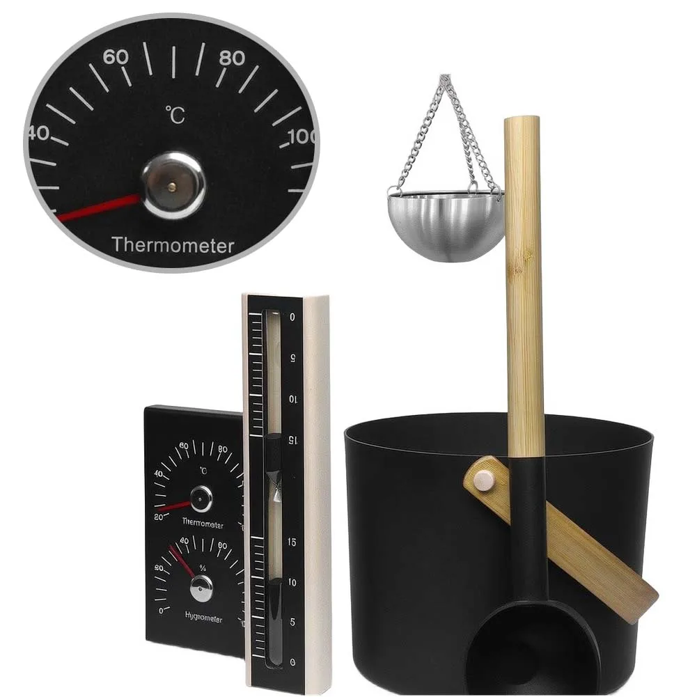 4Pcs Multifunctional Sauna Accessory Set Hygrometer Practical Complete Kit For Indoor Sauna Room Spa Decoration Supply