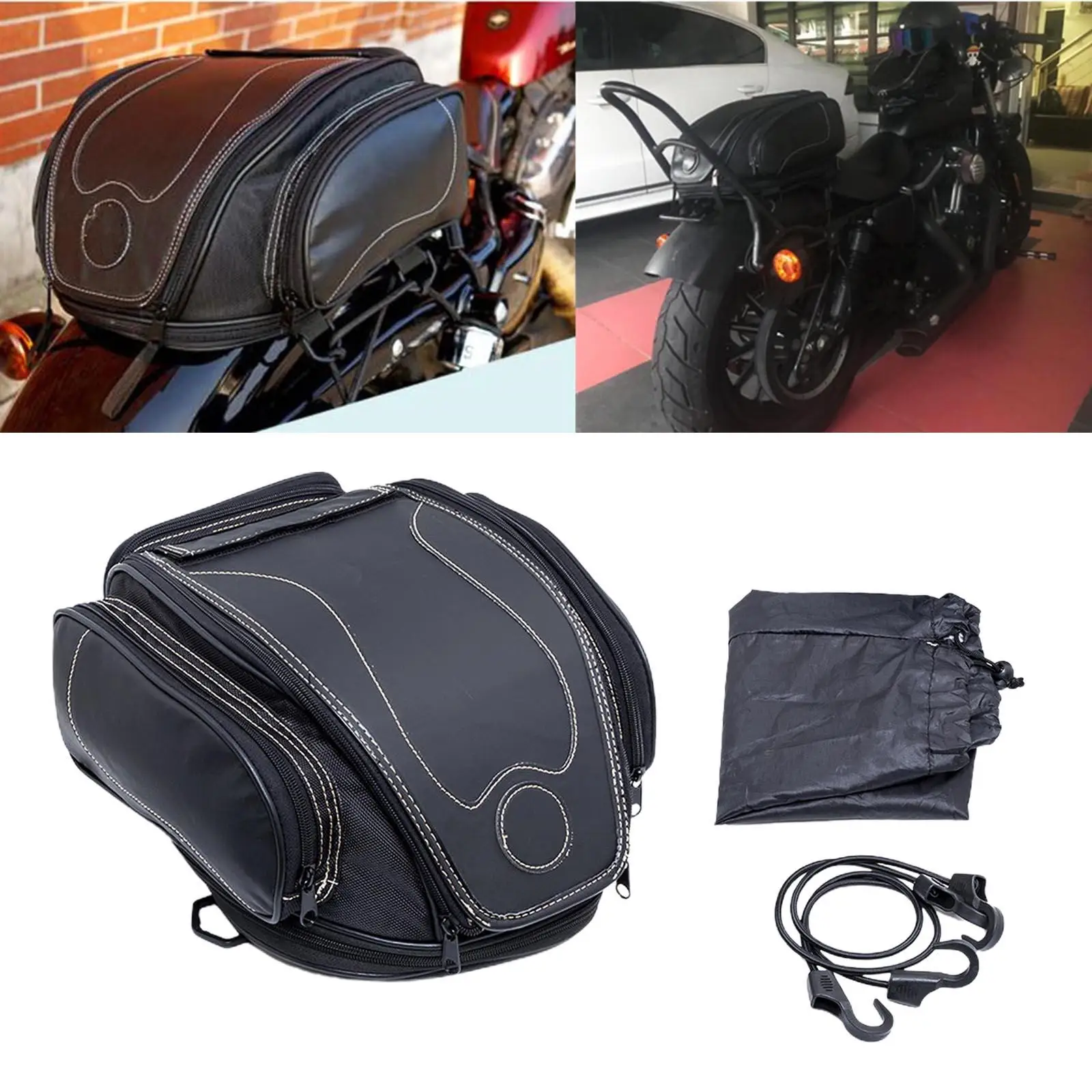 

Generic Motorcycle Tail Bag Multifuction Motorbike Tool Bag Practical Helmet Bag Rear Seat Bag for Trip Storage Accessories