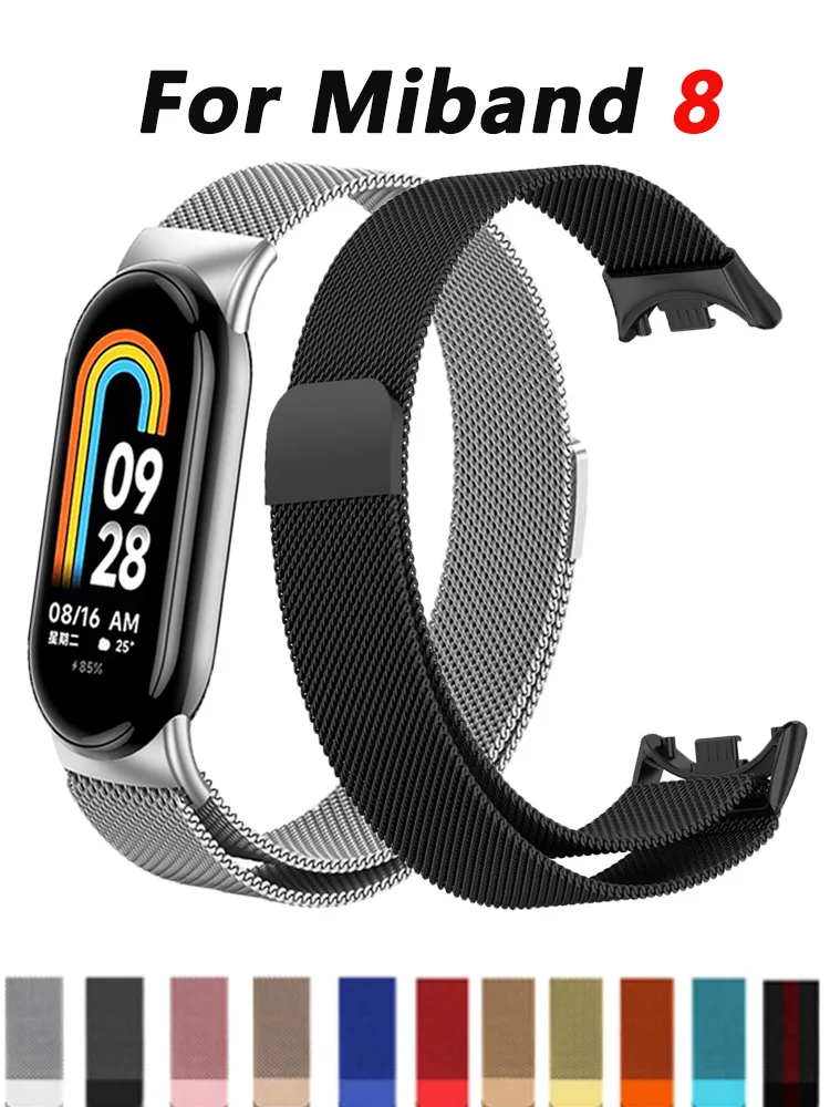 Correa para xiaomi Mi Band 8 versión global Milanese Loop correa de repuesto ajustable correa de reloj inteligente correa miband 8 pulsera NFC