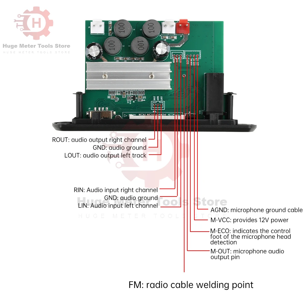 DC 6-24V MP3 Bluetooth Decoder Board Audio Decoding Module Power 2*80W with Amplifier Audio Bluetooth Amplifier Board Decoder