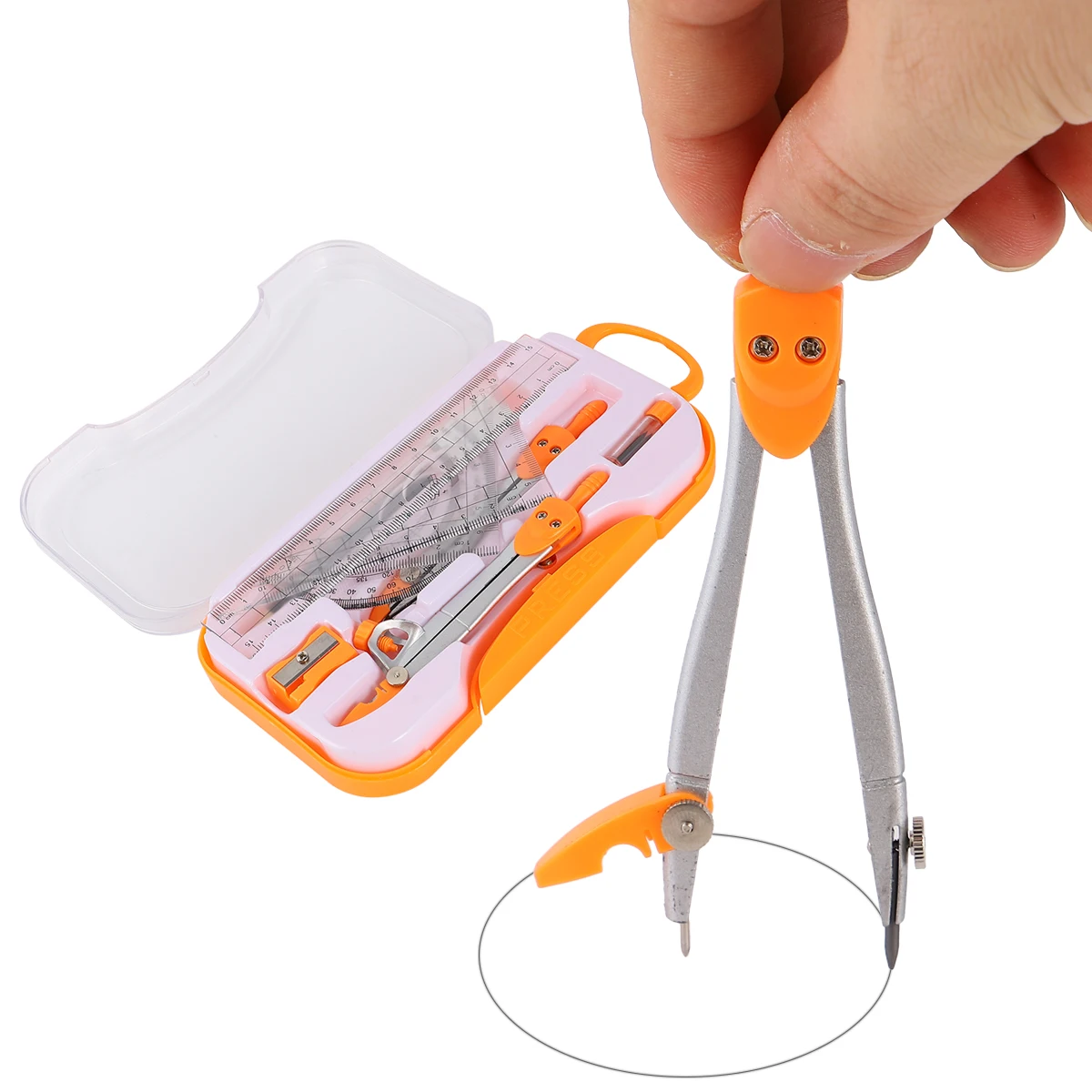 

1 Set Geometry Math Drawing Kit Compasses Ruler Tool Set For Students Teachers School Office Storage Pouch Included