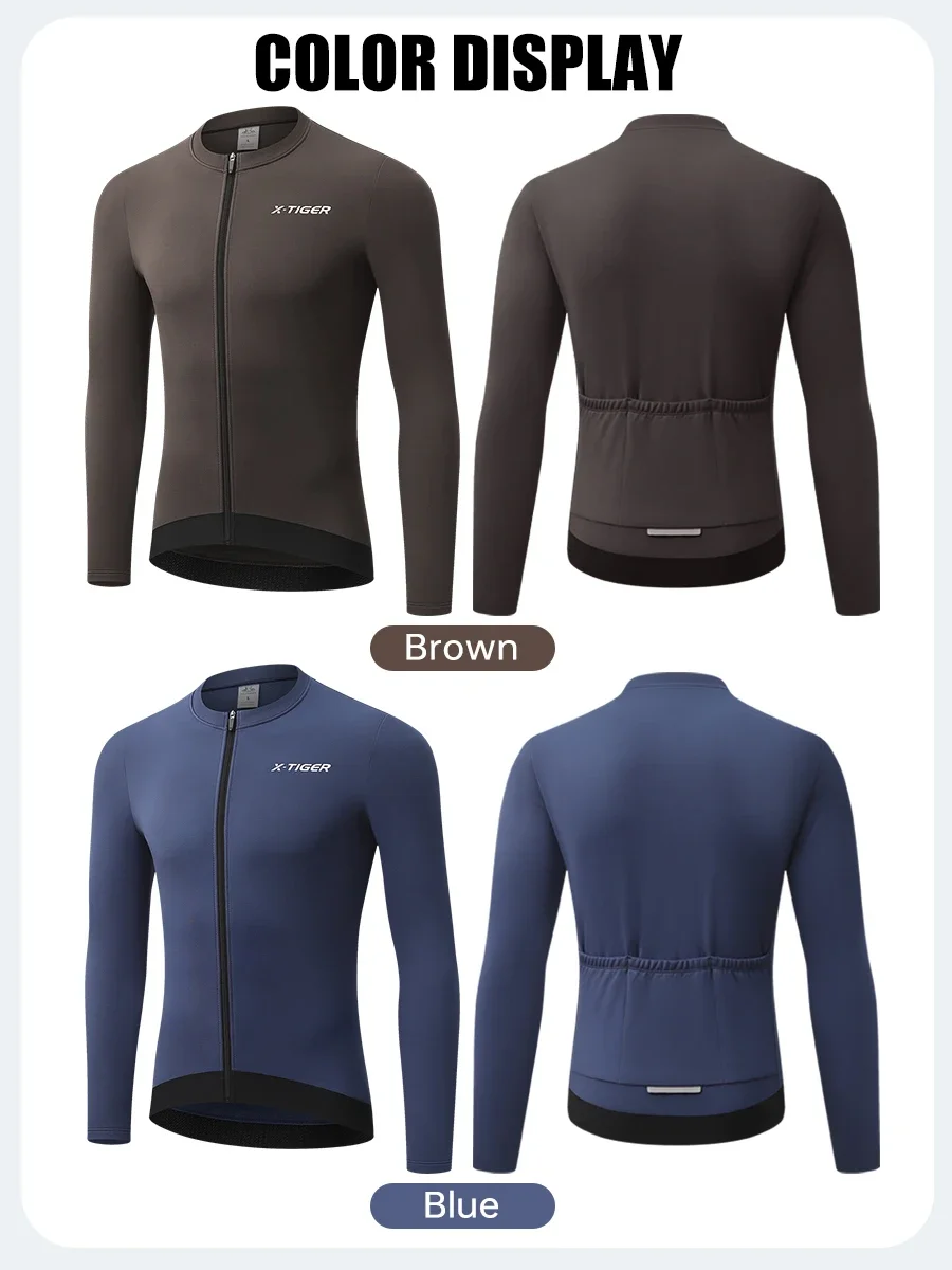X-TIGER Fleece-Radtrikot für Herren, thermisches Radshirt mit langen Ärmeln, Fahrradshirt mit 3 Taschen und rutschfestem Saum für Rennrad- und Mountainbike-Fahrten. – Detail 15