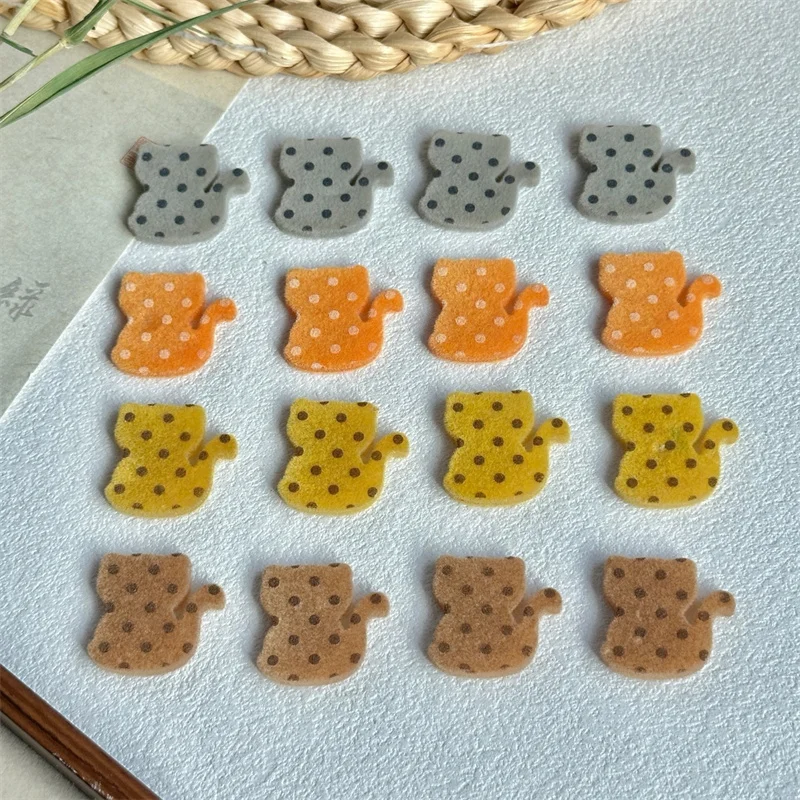 Winter style 40pcs/lot color Flocking dots pattern effect animal cartoon cats shape resin cabochon diy jewelry garment accessory
