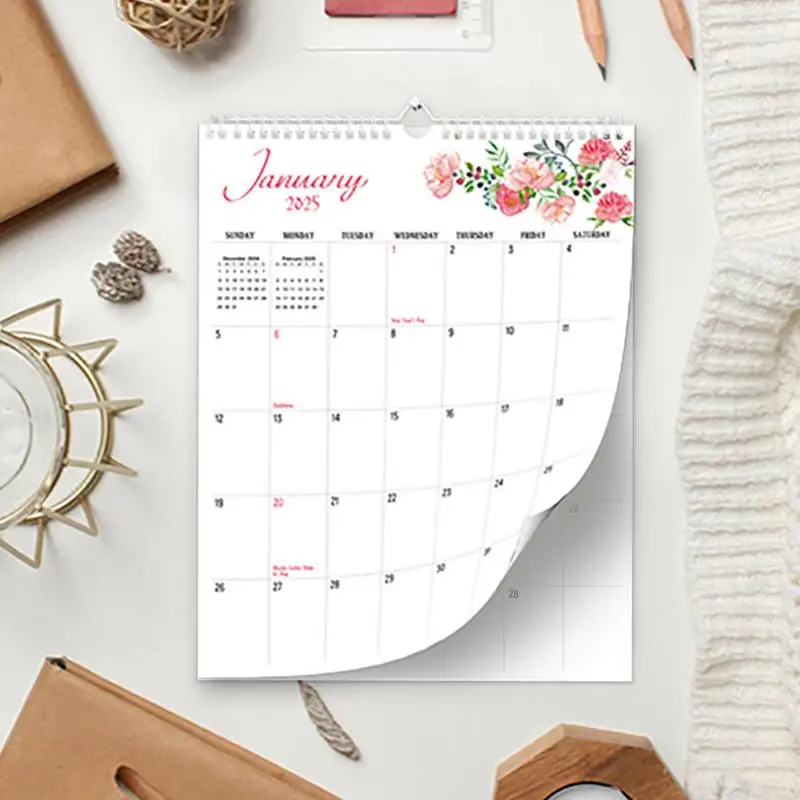 تقويم الحائط الشهري 2025-2026 14X11 في أجندة مكتبية /رزنامة مكتبية يناير 2025 إلى يونيو 2026 مخطط ربط الورق السميك مع
