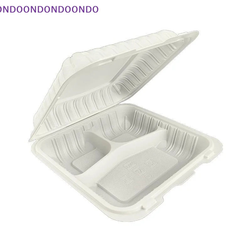 5Pcs Disposable Clamshell Food Container 3 Compartment Lunch Box Leakproof Microwavable Takeaway Box For Restaurant Meal Prep