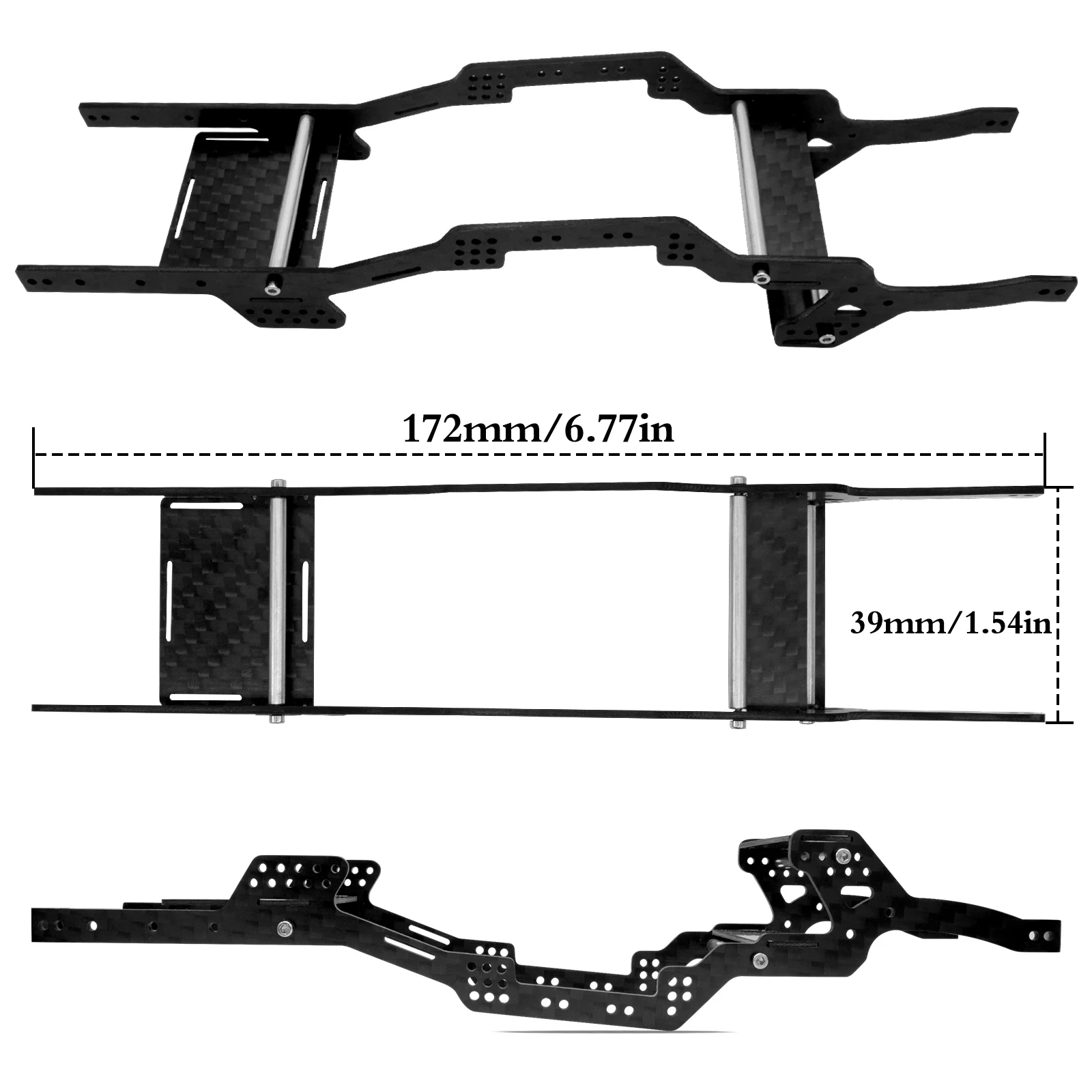 OGRC Carbon Fiber SCX24 Angled Skid Chassis Kit Angled Skid LCG Chassis Kit for Axial SCX24 Deadbolt JLU C10 Bronco Upgrade Part