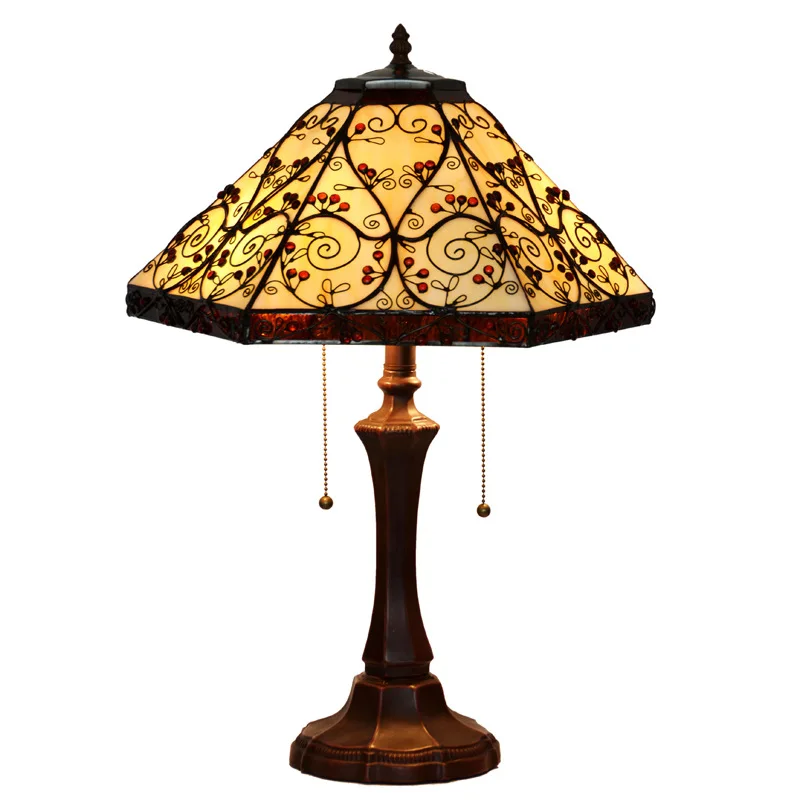 16 بوصة حبوب السنط الأوروبية والأمريكية الرجعية سداسية غرفة المعيشة غرفة نوم مصباح طاولة بجانب السرير