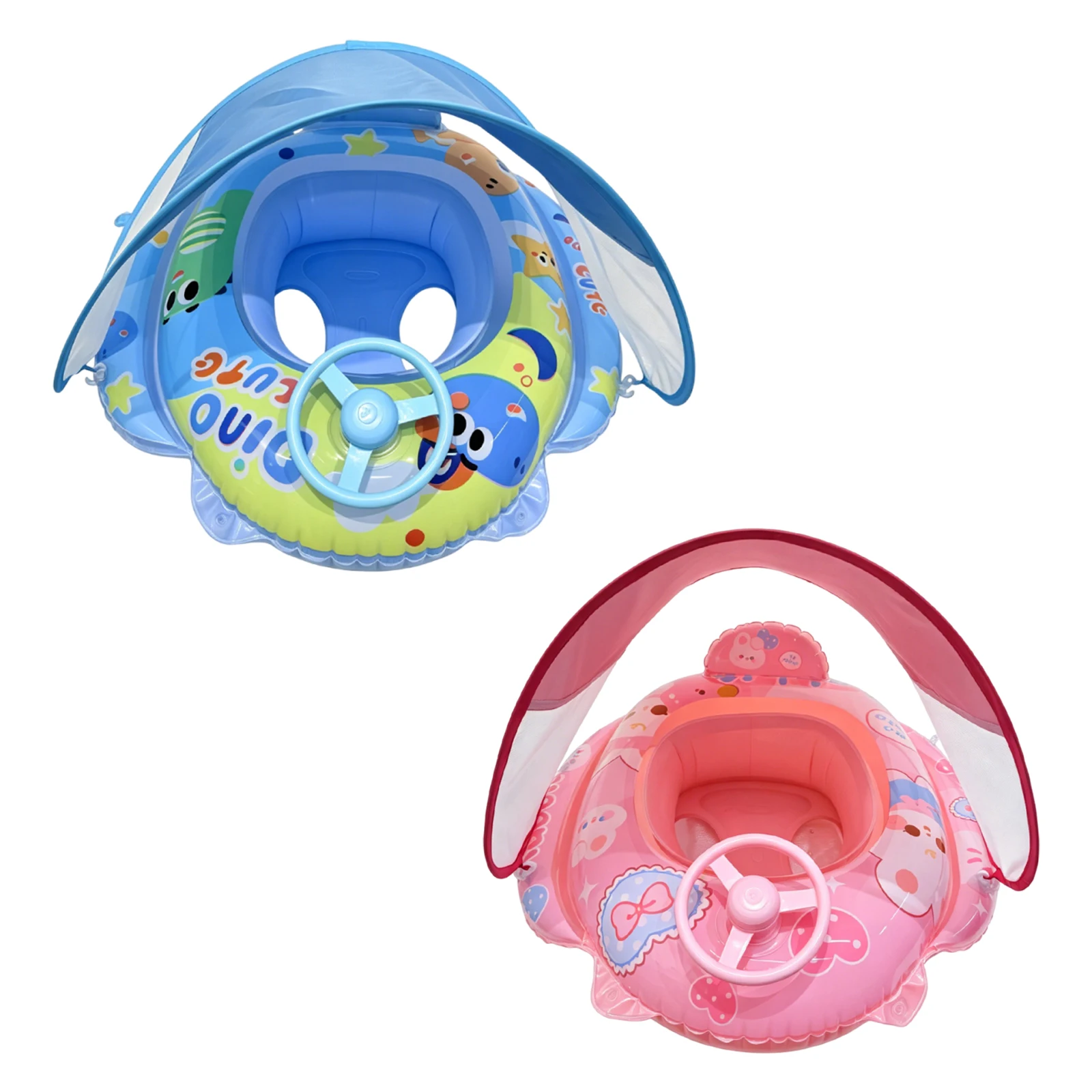 PVC Upgraded Inflatable Baby Pool Float Leak-proof Float Swim Trainer with Steering Wheel Baby Beach Essentials for 6-36M