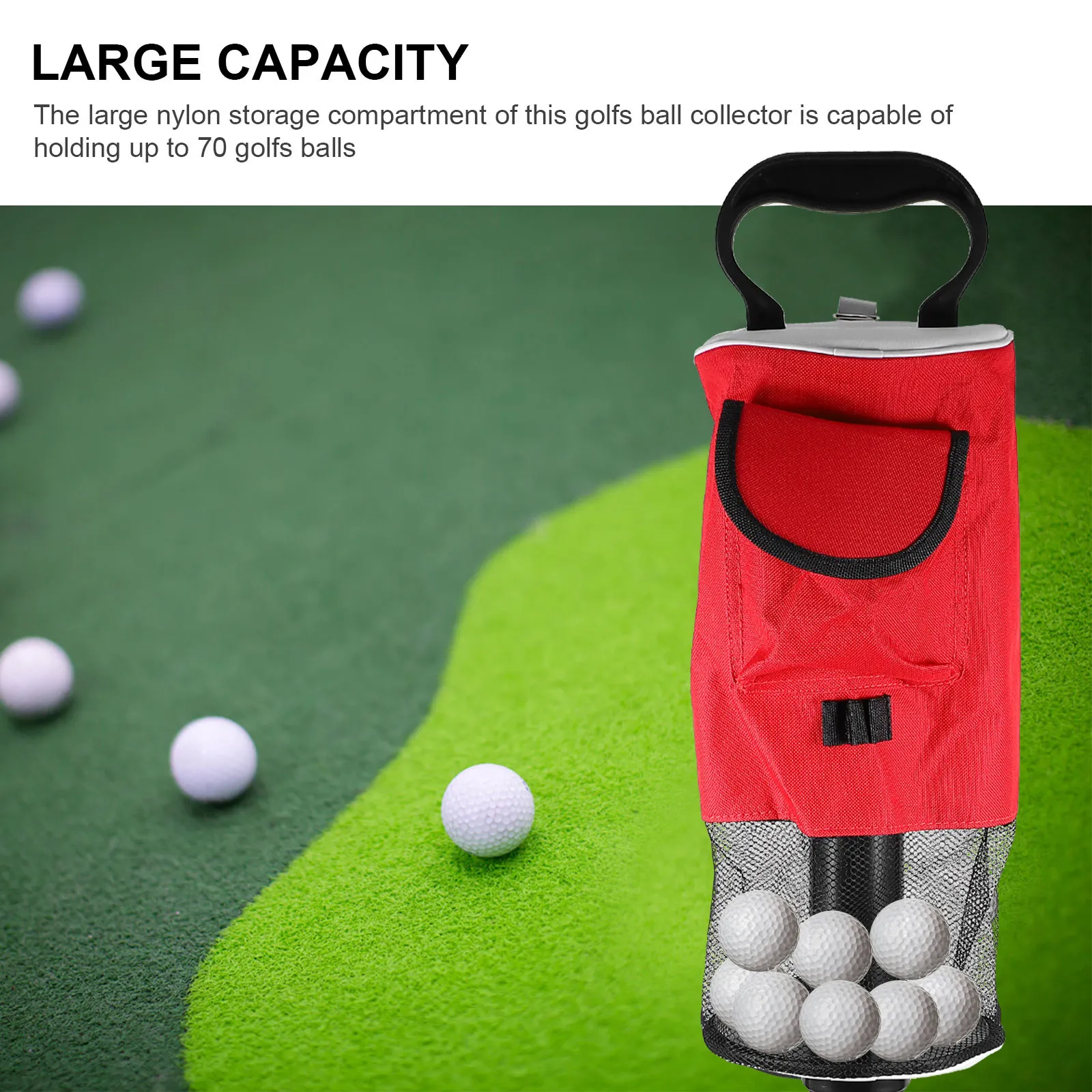 Golfs Pick Up Tube Collector Portable 2-Section Retriever Holds 70 -Friendly Large Nylon Storage Bag