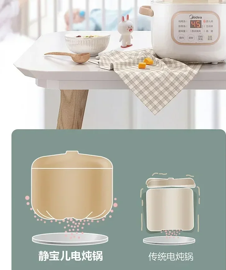 

220 В 0,8 л керамический электрический медленный кастрюля бытовой мульти детское питание каша десертная плита тушения кастрюля электрический суп AE