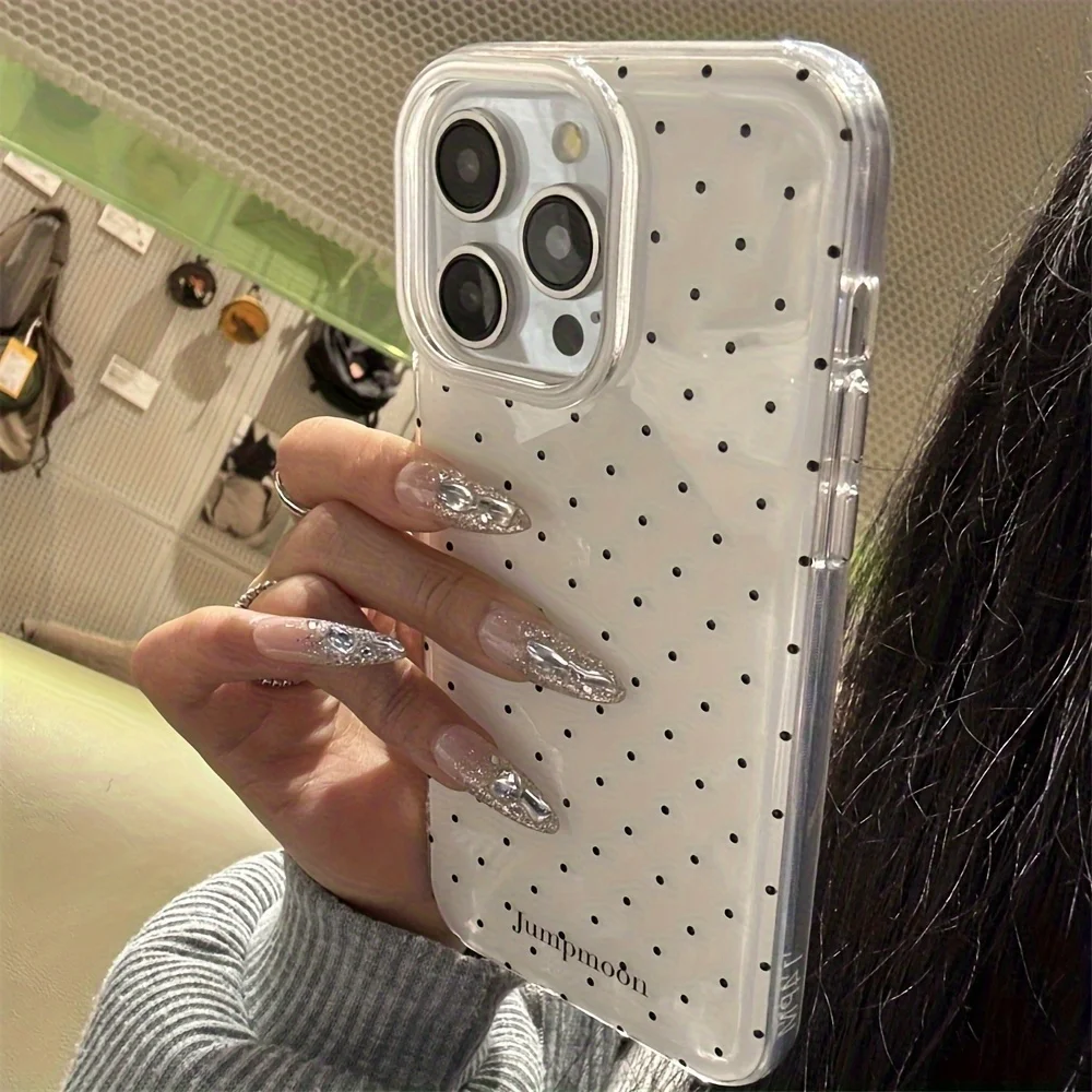 Handyhülle für iPhone 17 16 15 14 13 12 11 Pro Max X Xs XR 8 7 Air Plus Feder-Textur Rückseite Einfaches Rosa Polka-Dot-Design
