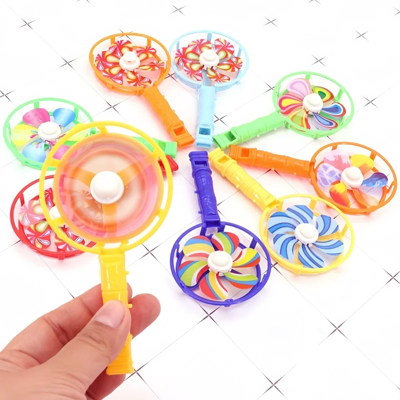 15PCS/Set Plastic Whistle Windmill Fan Toy Random Mixed Color Bulk Giveaway Gift Suitable for Sports Game School Class Rewards
