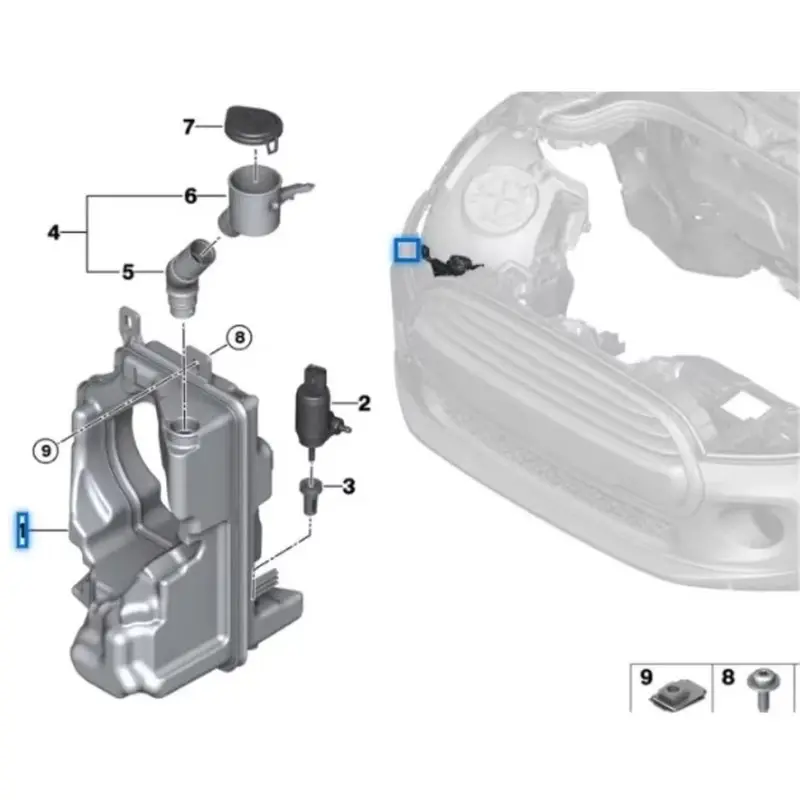 Car Accessories For MINI Cooper F55 F56 F57 F54- Windshield Washer Water Bottle Replacement Part 61667394933 - view 3