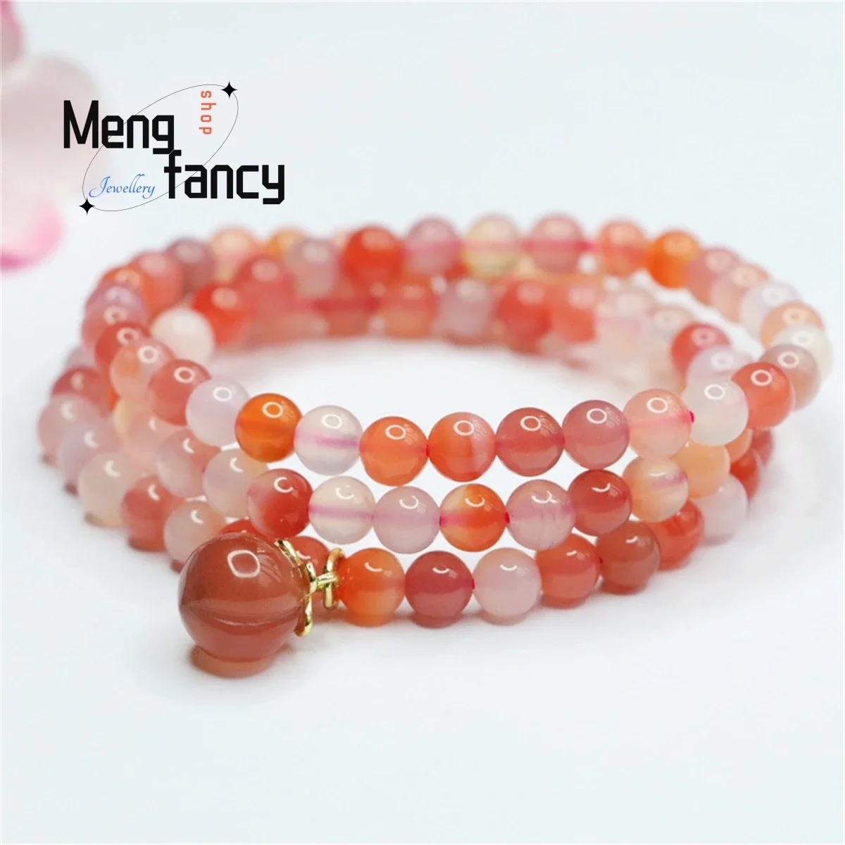 

Natural Salt Source Agate Peach Multi Loop Bracelet Simple Elegant Personalized Fashion Versatile Exquisite Women Luxury Jewelry