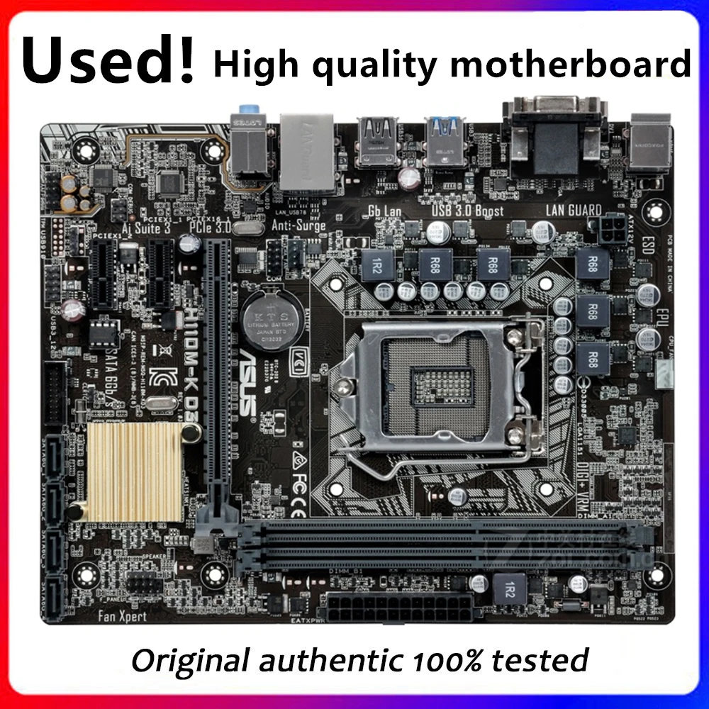 

For Asus H110M-K D3 Original Used Desktop Intel H110 H110M DDR3 Motherboard LGA 1151 i7/i5/i3 USB3.0 SATA3