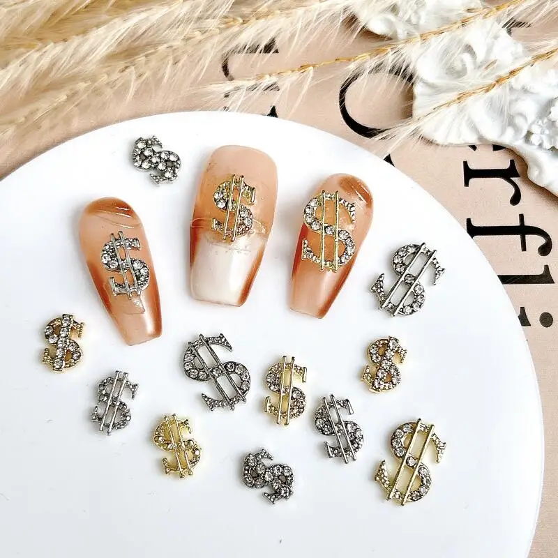 10 قطعة جديد الإبداعية سبائك الدولارات مسمار السحر مقلد العملة أحجار الراين الصغيرة مطعمة مسمار الفن زينة DIY بها بنفسك الأظافر أجزاء